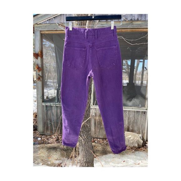80s 90s Platoon Purple Denim High Waist Tapered Cotton Velvet Sz 5 - Picture 12 of 15